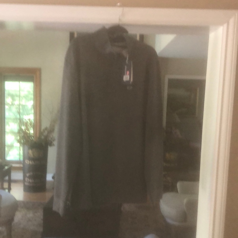 Three quarter zip, light weight Mens Solid Zip Mock Saltwater - charcoal Heather
